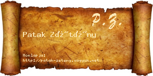 Patak Zétény névjegykártya